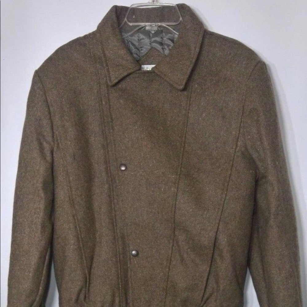 Bellavia Brown Wool Silk Quilted Bomber Jacket.